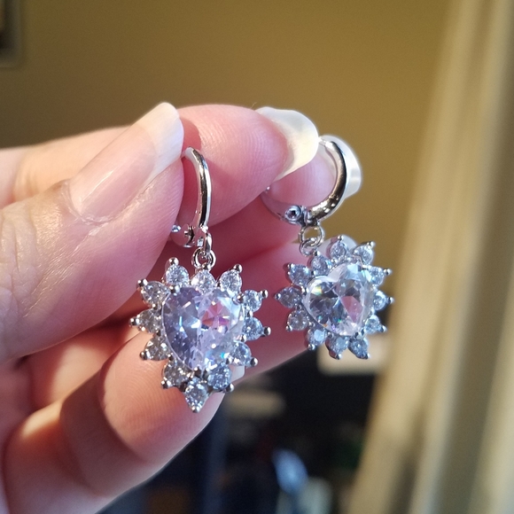 Swarovski Elements 925 Sterling Silver Heart Earrings NEW - Picture 10 of 15